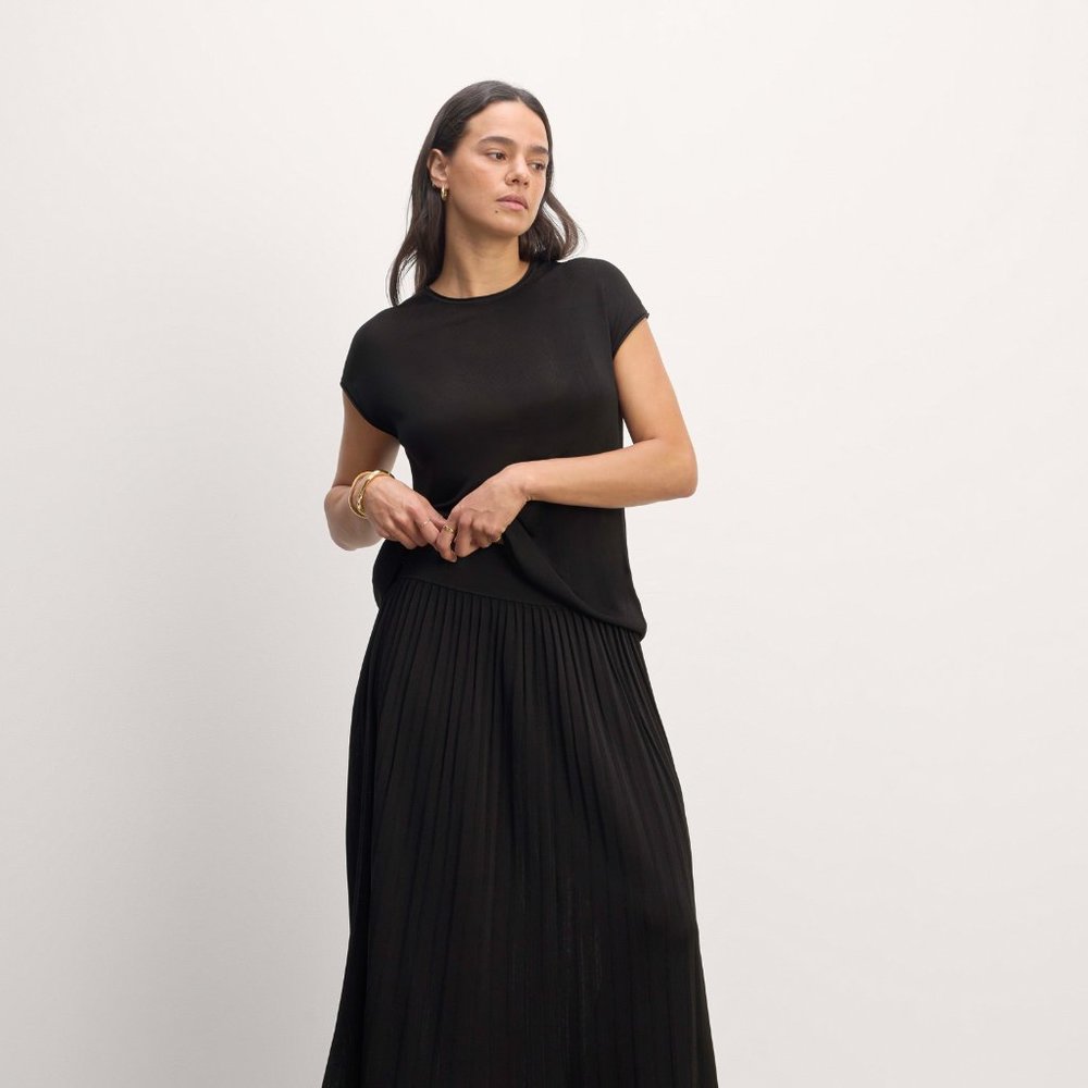 Everlane Women's Pleated Skirt in Black, Size Small, Midi Length, NWT - Picture 3 of 4